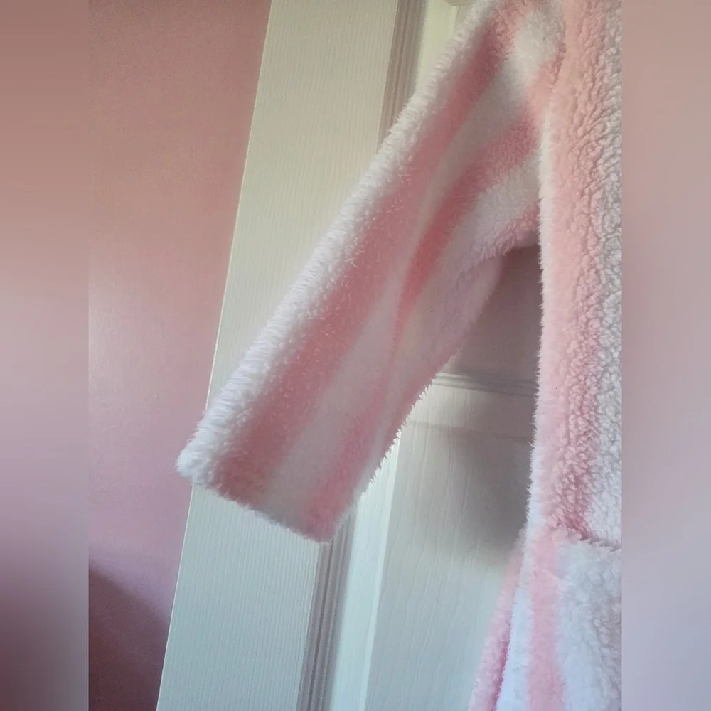 Laura Ashley Girls Pink and White Striped Bunny Robe Size 4t